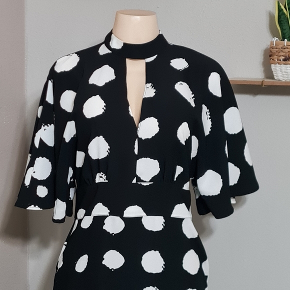 Truth & Fable Womens Keyhole Black/White Maxi Dress Sz S Side Slit Evening - Picture 4 of 16